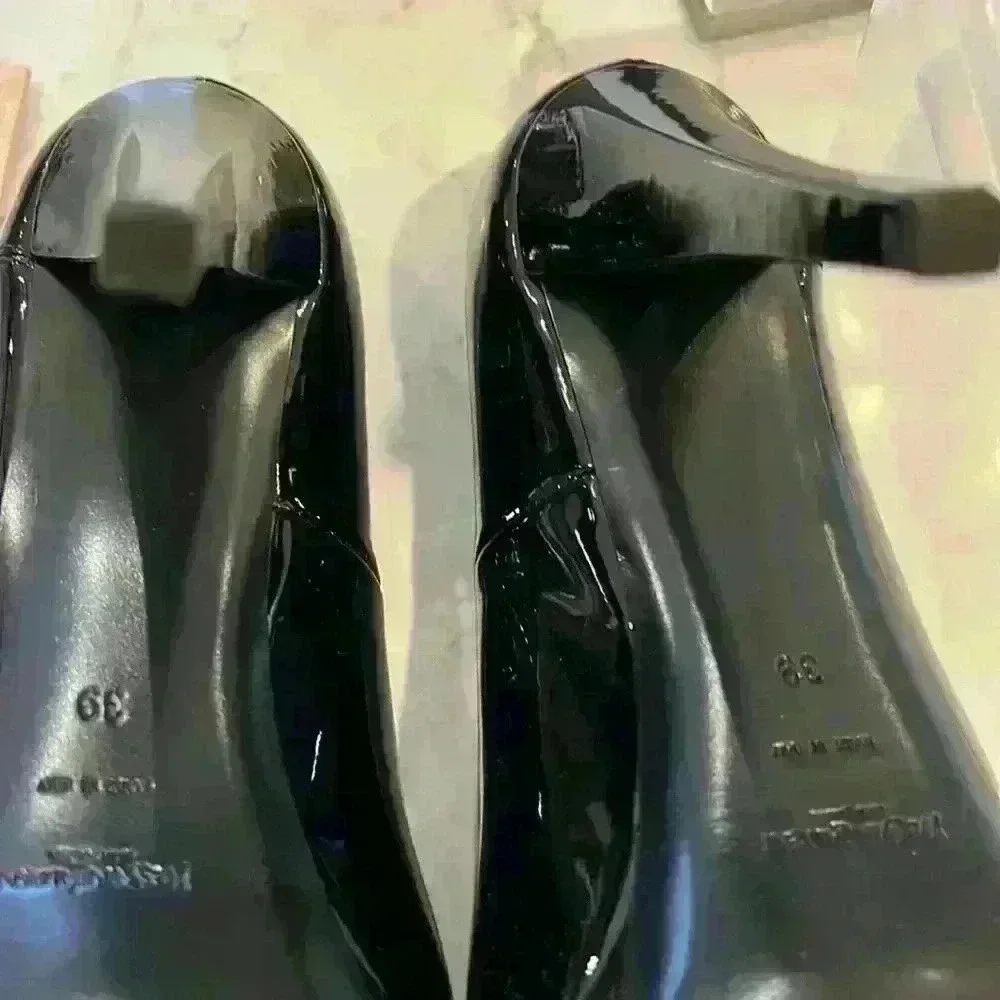 YSL black patent leather platform pumps size 39